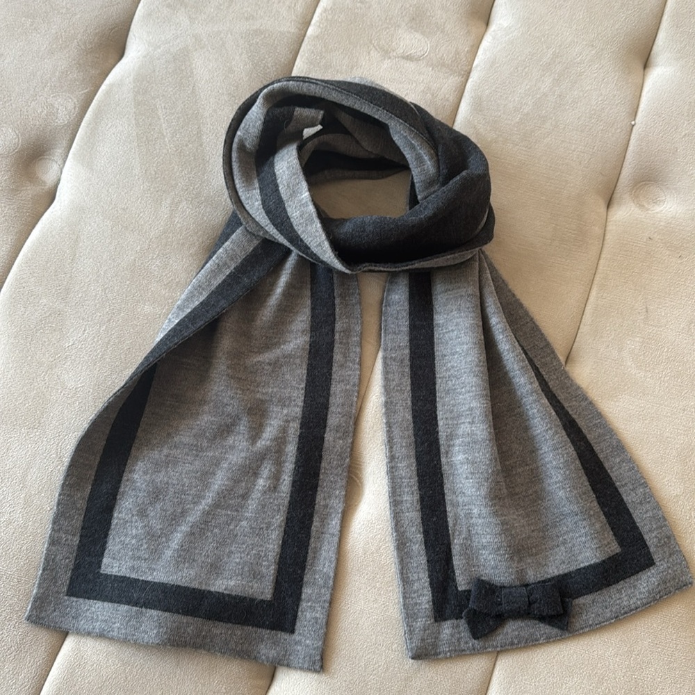 Kate Spade Gray and Black Bow Accent Scarf